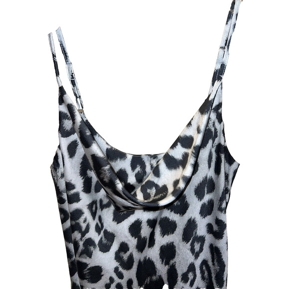 Glam Leopard Cowl Neck Mini Slip Dress-Women's Medium - Picture 11 of 11